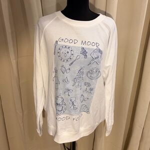 Wallflower White Sweatshirt with Blue Accents